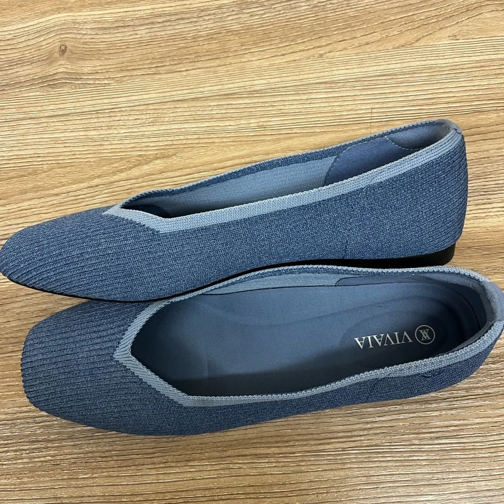 Vivaia | Margot 2.0 Square Toe Ballet Flats in Denim Blue Size 9 - Picture 3 of 9